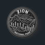 Chapa Redonda De 5 Cm Parque nacional Zion Utah Vintage Monoline<br><div class="desc">Diseño de monolina del Parque Nacional Zion. El parque es una reserva natural del suroeste de Utah que se distingue por los acantilados rojos pronunciados del cañón de Zion.</div>
