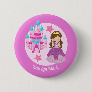Chapa Redonda De 5 Cm Partido de cumpleaños de la princesa educa a los n