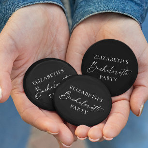 Chapa Redonda De 5 Cm Partido de la Bachelorette de Calligrafía minimali