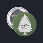 Chapa Redonda De 5 Cm Partido De La Boda De Honor Rústico Árbol Al Aire<br><div class="desc">Diseño moderno y sencillo con un árbol gris claro. El color de fondo verde puede cambiarse al color que desee. Personalizar este botón groomsman con el nombre de su empleada de honor y la fecha de su boda. Perfecto para los bodas rústicos al aire libre de los campamentos de verano....</div>