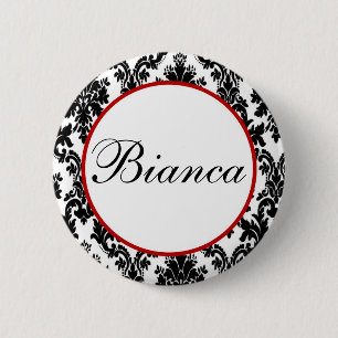 Chapa Redonda De 5 Cm Partido de Novias Black White Red Damask