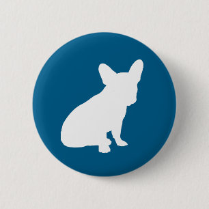 Chapa Redonda De 5 Cm Partido temático francés del Bulldog - Azul Baby S