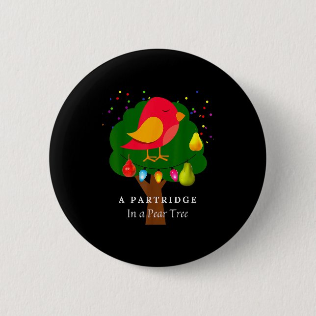 Chapa Redonda De 5 Cm Partridge In A Pear Tree Twelve Days Of Christmas  (Anverso)