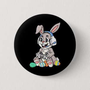 Chapa Redonda De 5 Cm Pascua Bunny Gamer Fun Eggs Jugando Niños Niños Ki