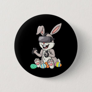 Chapa Redonda De 5 Cm Pascua Bunny Gamer Fun Eggs Jugando Niños Niños Ki