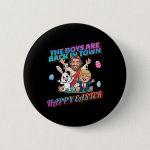 Chapa Redonda De 5 Cm Pascua divertida Jesús conejo de Pascua Trump Boys