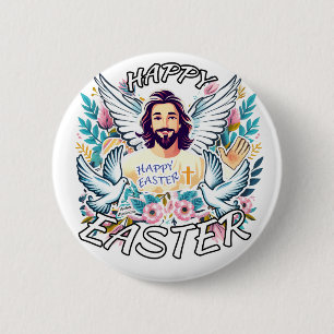 Chapa Redonda De 5 Cm Pascua feliz con Jesús