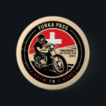 Chapa Redonda De 5 Cm Paso Furka | Suiza | Motocicleta<br><div class="desc">Paso Furka hecho en un emblema vintage de estilo angustiado. Es un famoso paso de montaña que se encuentra a lo largo de los Alpes en Suiza.</div>