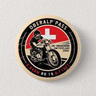 Chapa Redonda De 5 Cm Paso Oberalp   Suiza   Motocicleta