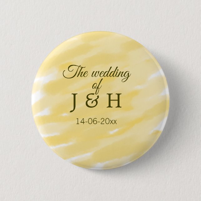 Chapa Redonda De 5 Cm pastel amarillo mantequilla el boda de la pareja l (Anverso)