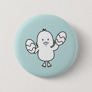 Chapa Redonda De 5 Cm Pastel Azul Cute Pascua Chick & Eggs Ilustracion