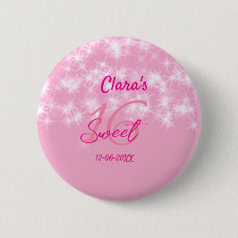 Chapa Redonda De 5 Cm Pastel bebé rosa dulce 16 cumpleaños agregar nombr