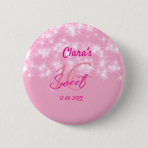 Chapa Redonda De 5 Cm Pastel bebé rosa dulce 16 cumpleaños agregar nombr