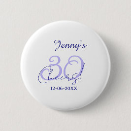 Chapa Redonda De 5 Cm Pastel cheers 30th birthday purple elegant name da