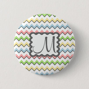 Chapa Redonda De 5 Cm Pastel Chevron con un monograma de Shirley Taylor