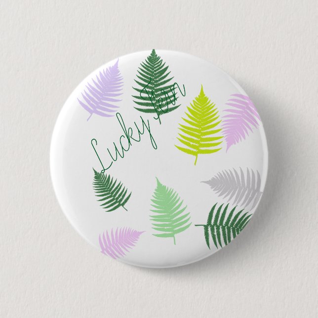 Chapa Redonda De 5 Cm Pastel Colours Lucky Fern (Anverso)