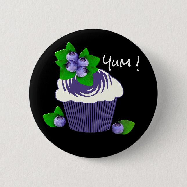 Chapa Redonda De 5 Cm ¡Pastel de arándano Yum! (Anverso)