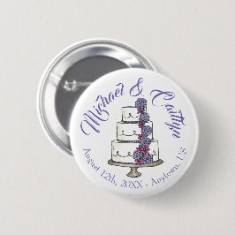 Chapa Redonda De 5 Cm Pastel de Boda floral en niveles de Rosas de escar