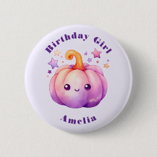 Chapa Redonda De 5 Cm Pastel de Calabaza con Estrellas Cumpleaños Lindo