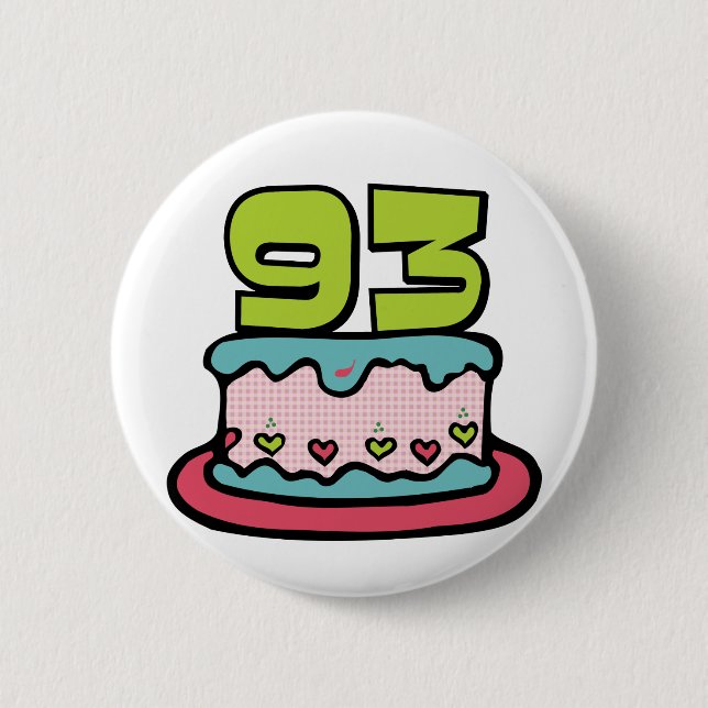 Chapa Redonda De 5 Cm Pastel de Cumpleaños de 93 Años (Anverso)
