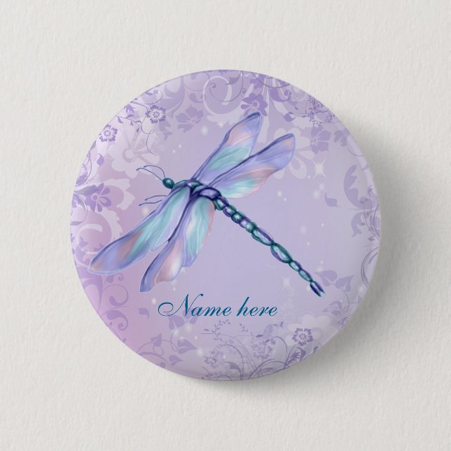 Chapa Redonda De 5 Cm Pastel Dragonfly - Personalizar (Anverso)