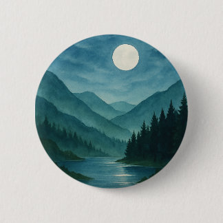 Chapa Redonda De 5 Cm Pastel Moon sobre la noche de la montaña estrellad