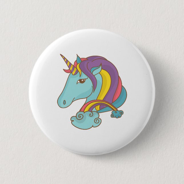 Chapa Redonda De 5 Cm Pastel Unicorn (Anverso)