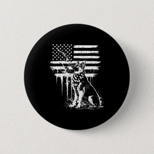 Chapa Redonda De 5 Cm Pastor alemán bandera americana 4 de julio amor po