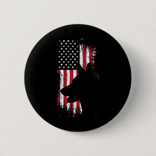 Chapa Redonda De 5 Cm Pastor Alemán Camisa de Bandera Estadounidense Pat