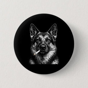 Chapa Redonda De 5 Cm pastor alemán fumando meme de perro gánster divert