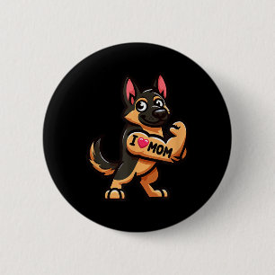 Chapa Redonda De 5 Cm Pastor Alemán Me Encanta Mamá Tatuaje De Perro Gra