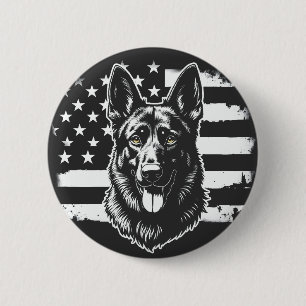 Chapa Redonda De 5 Cm Pastor Alemán Perro Estados Unidos Bandera Norteam