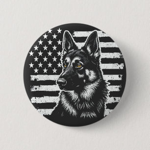 Chapa Redonda De 5 Cm Pastor Alemán Perro Estados Unidos Bandera Norteam