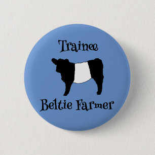 Chapa Redonda De 5 Cm Pastor Beltie Granjero bebe cercenó vacas galloway