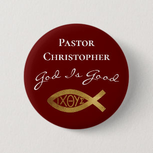 Chapa Redonda De 5 Cm Pastor Iglesia Cristiana Dios es buen Ministerio R