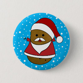 Chapa Redonda De 5 Cm Patata de Navidad con sombrero y traje de Santa