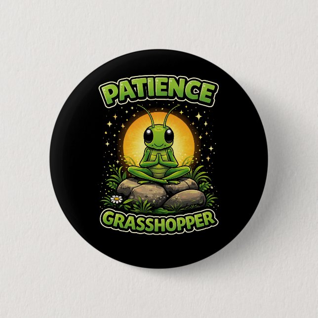 Chapa Redonda De 5 Cm Patience Grasshopper (Anverso)