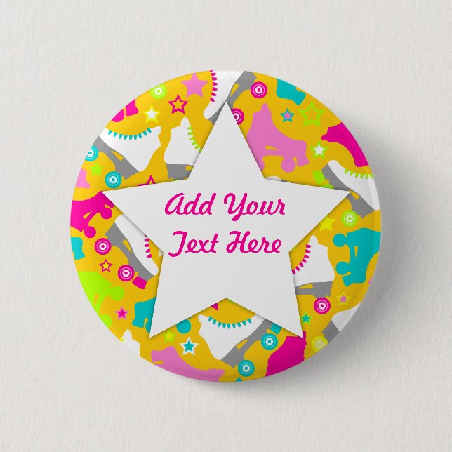 Chapa Redonda De 5 Cm Patines retros (Anverso)