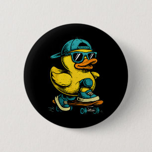 Chapa Redonda De 5 Cm Pato de goma skater genial monopatín Th juguete pa