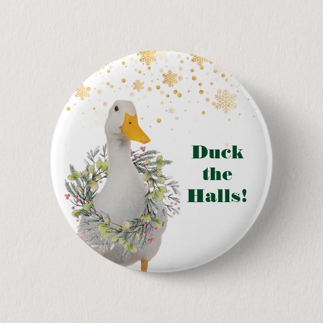 Chapa Redonda De 5 Cm Pato de Navidades blancos en los pasillos (Anverso)