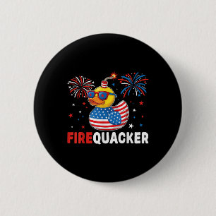 Chapa Redonda De 5 Cm Pato Patriótico Divertido Fuegos Artificiales Chis