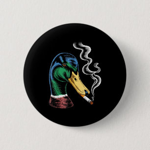 Chapa Redonda De 5 Cm Pato real fumando cigarrillo meme divertido pato r