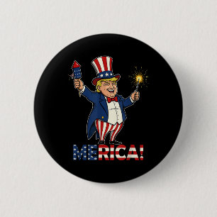 Chapa Redonda De 5 Cm Patrioti De Los Fuegos Artificiales Del 4 De Julio