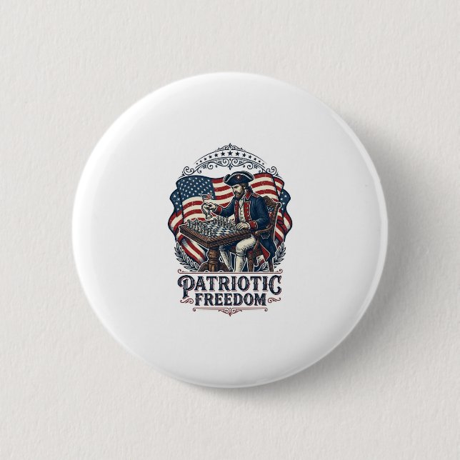 Chapa Redonda De 5 Cm Patriotic Chess Player Vector Graphic Tee (Anverso)