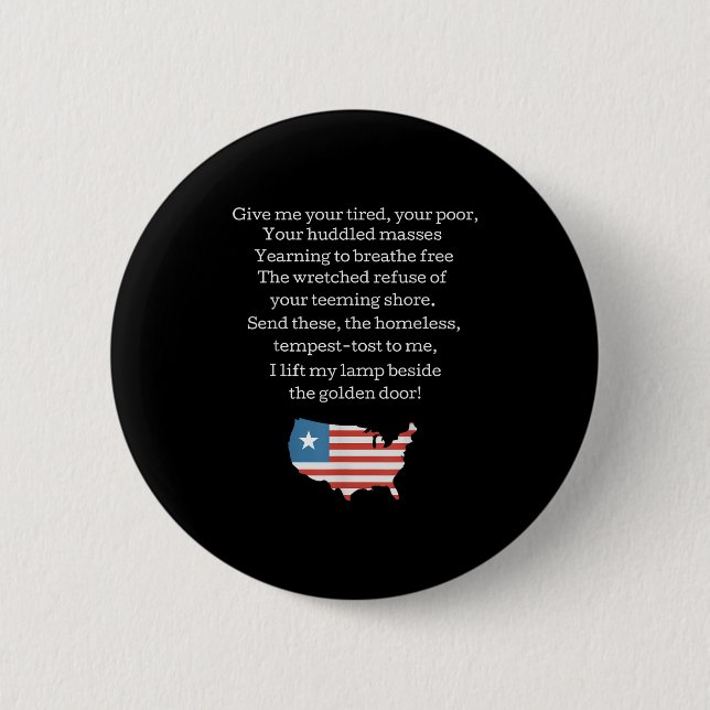 Chapa Redonda De 5 Cm Patriotic New Colossus Emma Lazarus Quote Usa Gift (Anverso)