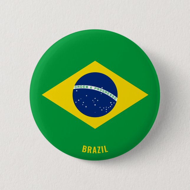Chapa Redonda De 5 Cm Patriótico de la Bandera de Brasil (Anverso)