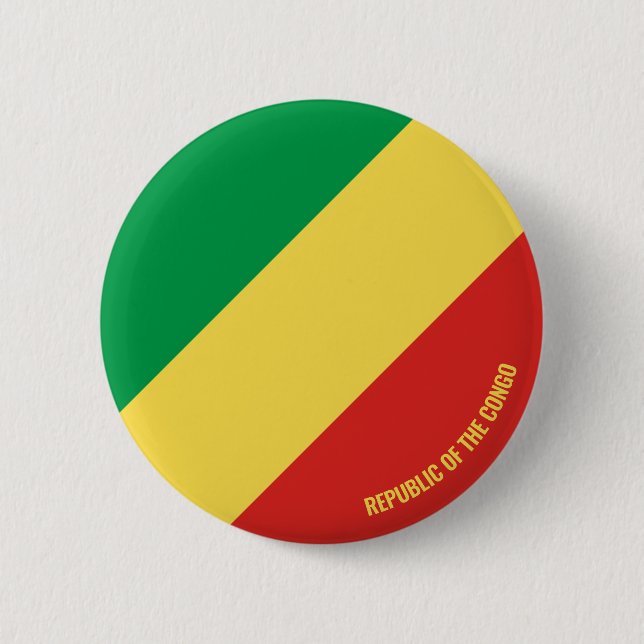 Chapa Redonda De 5 Cm Patriótico de la bandera de la República del Congo (Anverso)