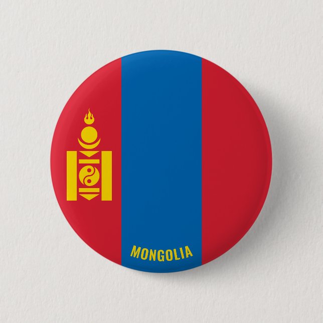 Chapa Redonda De 5 Cm Patriótico de la Bandera de Mongolia (Anverso)