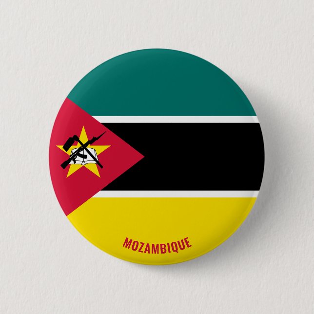 Chapa Redonda De 5 Cm Patriótico de la bandera de Mozambique (Anverso)