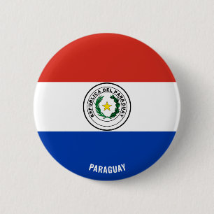 Chapa Redonda De 5 Cm Patriótico de la Bandera de Paraguay
